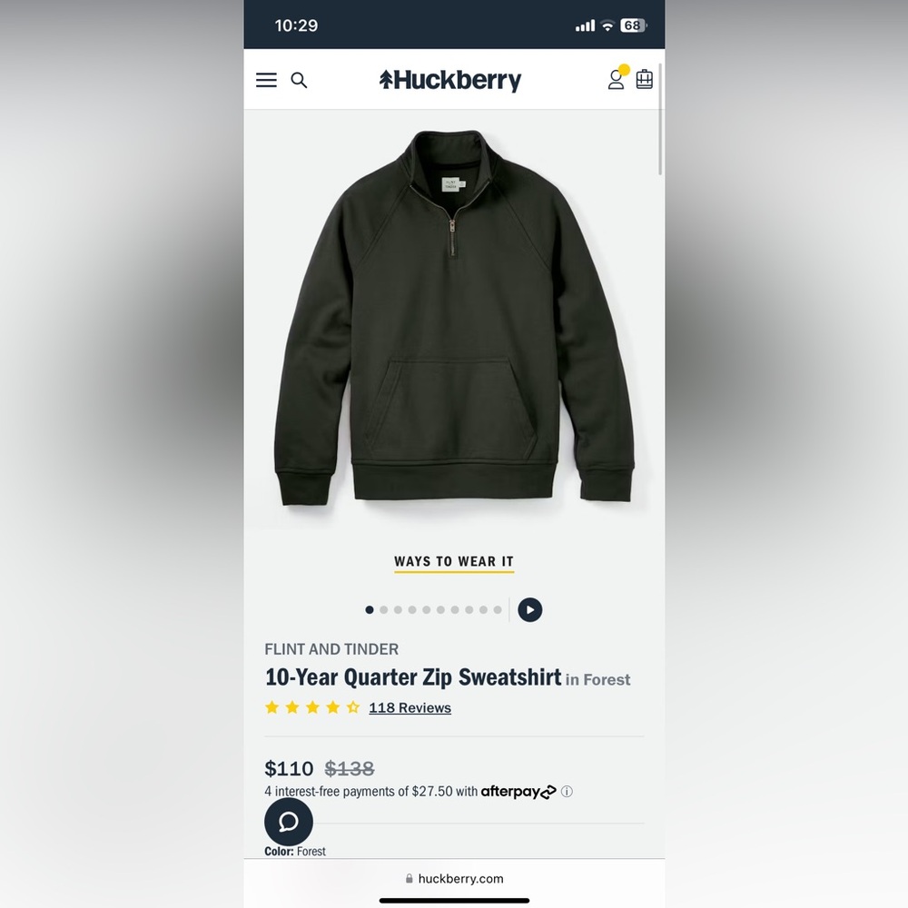 10 Year Quarter Zip Sweatshirt made in USA